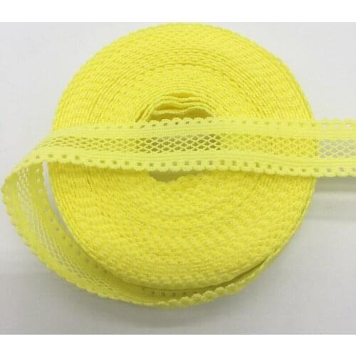 5Yards/lot 5/8" 15mm Yellow Bilateral Lace Grid Fold Over Elastic Spandex Lace Ribbon