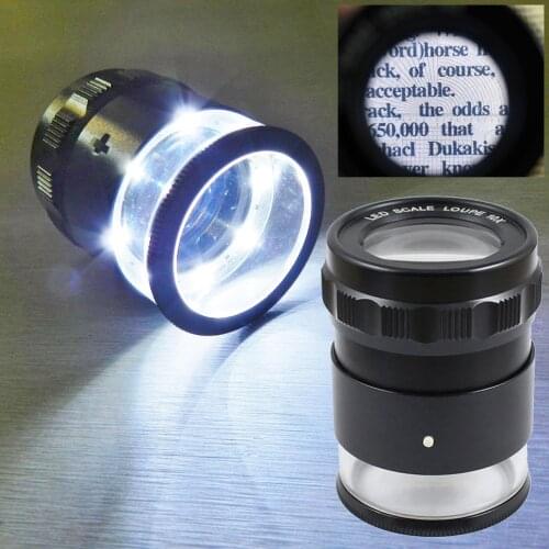 10X Stand Measuring Magnifier Scale Loupe with LED Light Magnifying Glass Professional LED Magnifier