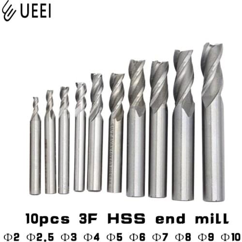 10pcs 3F high speed steel face milling cutter 2mm 2.5mm 3mm 4mm 5mm 6mm 7mm 8mm 9mm 10mm metal processing tools