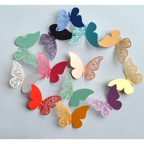 12pcs Pearl Paper Butterfly Wall Stickers half-hollow Colorful Wall Sticker for Wedding Party Room Decoration for Kids Room