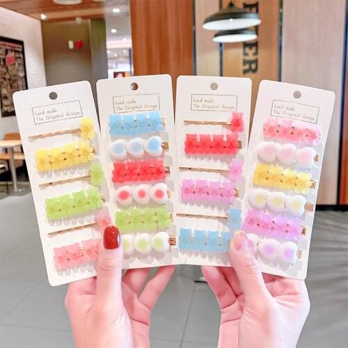 2PCS/Set New Girls Cute Cartoon Bear Heart Fudge Hairpins Kids Sweet Hair Clips Barrettes Hair Ornament Fashion Hair Accessories