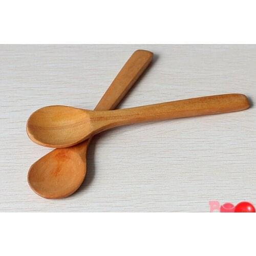 2pcs/lot Wooden Spoon Kitchen Cooking Teaspoon Condiment Utensil Coffee Spoon Kids Ice Cream Tableware Tool KC 1426