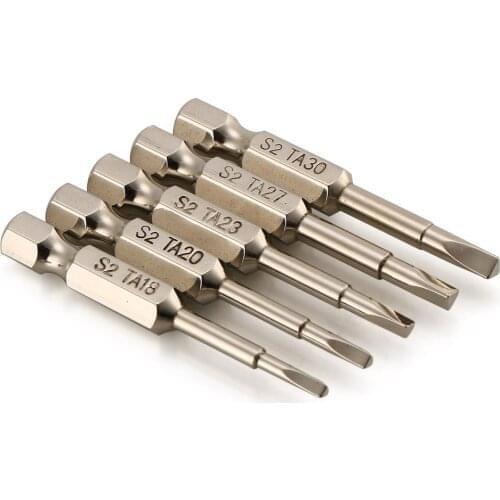 5 PCS S2 Steel Magnetic Triangle Head Screwdriver Bits 50mm 1/4 Hex Shank Nozzle Pneumatic Screwdriver Electric Head