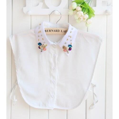 ASYMSAY Korean Fashion Womens Crystal Fake Collar Female Spring Winter Shirt Sweater False Collar Detachable Collar AO9110