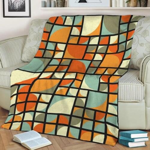 Abstract Geometric Pattern 3D Printed Velvet Plush Throw Fleece Blanket Bedspread Sherpa Blanket Home Decora