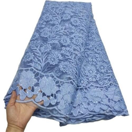 White Sequin African French Net Lace Fabric sky blue High Quality Tulle Mesh Lace Bridal Nigerian Wedding Dress Lace For Woman