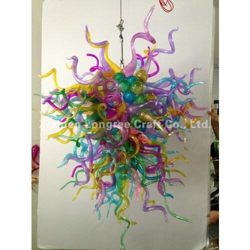 Large Modern Light Fixture LED Light Source Colorful Hand Blown Murano Glass Shade Style European Italian Chandelier
