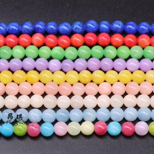 AngQI 27 Colors Assorted Colorful Cloud Jades 4-12mm Pick Size GEM Stone Beads Accessories Chalcedony beads For Jewelry Making