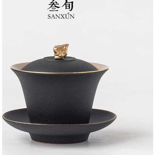 Three ten-day taihu tureen kunfu tea three just tureen tea cups of black single anti hot tea tea bowl