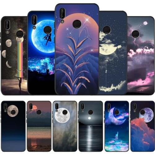 Moon black soft Phone Case for huawei P40 P30 P20 P10 Pro lite P9 Lite nova 4E 6SE Psmart 2019 Y6 9 Prime