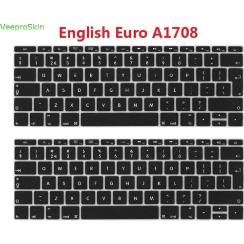 EU Layout Keyboard Cover for MacBook Pro 13 Inch 2017 & 2016 Release A1708 No Touch Bar & For MacBook 12 Inch A1534 Skin