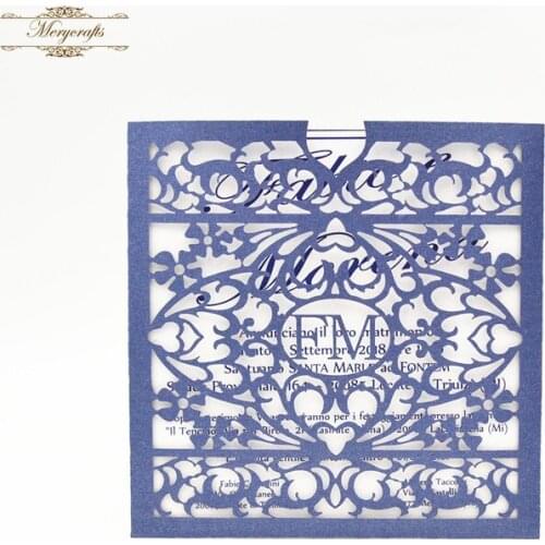 Personalized initials free design laser cut wedding invitations navy blue