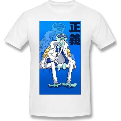 Funny Novelty Mens Basic Short Sleeve T-Shirt Kuzan Squidward Tentacles Anime Comic Tops Tees EUR Size