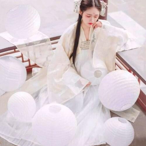 Hot sale 5pcs/lot (10-15-20-25-30-35-40-50cm) White Chinese Paper Lanterns For Party and Wedding Decoration Hanging Paper Ball