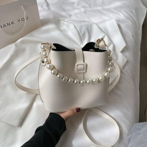 Good Quality Simple Solid Color PU Leather Bucket Crossbody Bag for Women 2021 Fashion Female Brand Shoulder Handbags and Purses