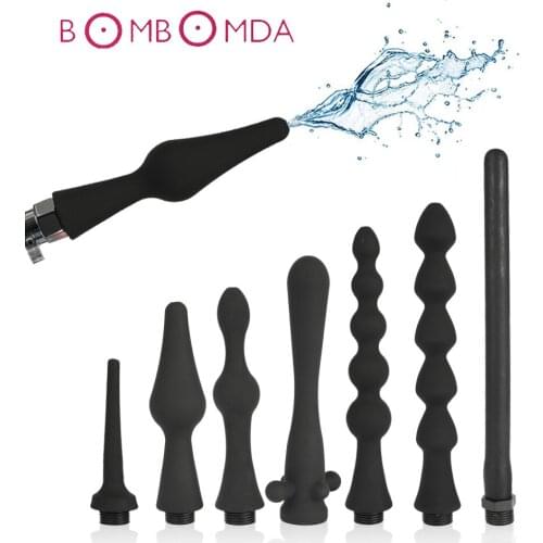 Adult Toy Shower Enema Anal Cleaning Anus Vaginal Cleaner Douche Silicone Nozzle Toilet Bidet Shower Tip Portable Bidet Sprayer
