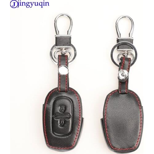 Jingyuqin 2 Buttons Remote Leather Car Key Shell For Renault kwid Symbol Trafic Dacia Sandero Logan Duster 2016-2018 Case