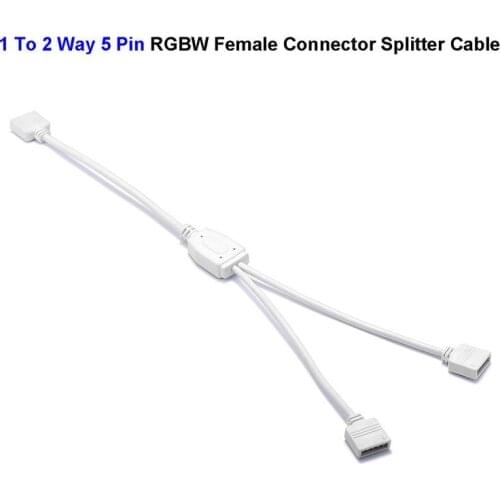RGBWW LED Strip Splitter Cable 5 Pin Female RGBW Connector Splitter Cable 1 To 2 Way Extension Wires