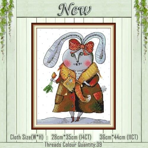 Rich rabbit cartoon diy animal painting counted printed on the canvas DMC 11CT 14CT kits Cross Stitch embroidery needlework Sets