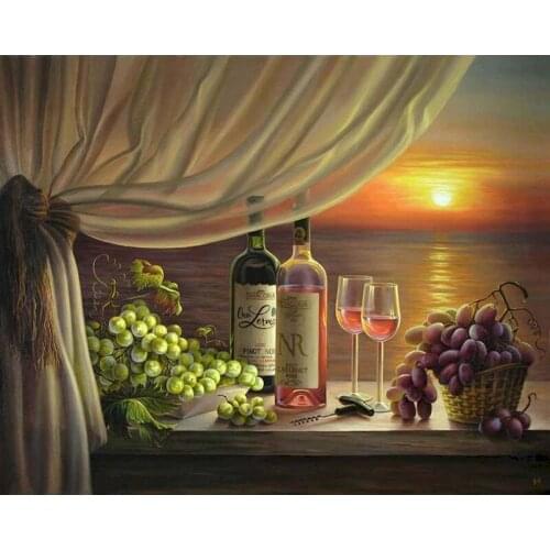 CHENISTORY Picture By Numbers Colorful Wine Landscape Paint Canvas Picture Oil Painting By Numbers Handpainted Home Decor Art