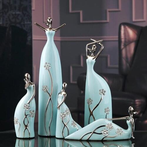 JINGDEZHEN CERAMIC MISS BALLET CERAMIC FIGURES FURNISHING ARTICLES FASHION PORCELAIN ORNAMENT DECORATION BLUE DIAMOND HOSTESS