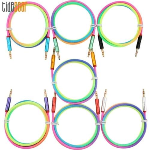 Colorful Audio Cable 1m Jack 3.5mm Aux Headphone Cables Male to Male AUX Line Cord For Car iPhone MP3/4 Earphone Speaker 100pcs