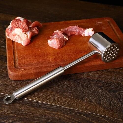Round 304 Stainless Steel Meat Hammer Double-sided Solid Loose Meat Hammer Steak Pork Hammer Kitchenware Meat Hammer
