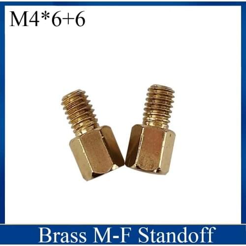 【M4*6+6】M4 Male 6mm x Female 6 mm Hex Brass Standoff Spacer Hexagonal Stud Spacer Hollow Pillars