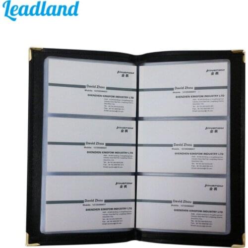 120-Card Metal Corner Leather Business Name Card-Book Album Container Storage Bag Black 1140