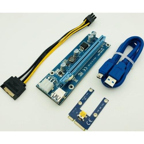 Mini PCIe PCI-E PCI Express Riser Card to PCIE Extender 16X SATA to 6Pin IDE Molex Power Cable for BTC ETH Litecoin Miner Mining
