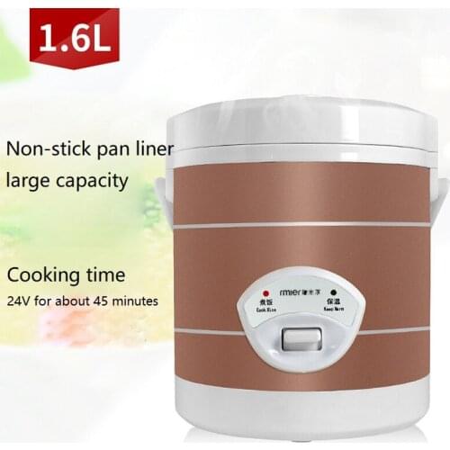 12V 24V mini rice cooker 1.6L car trucks electric soup porridge cooking machine food steamer warmer fast heating lunch box