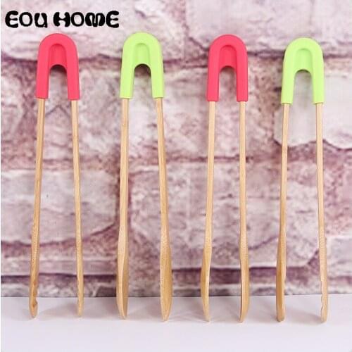 Multipurpose Bamboo Cooking Utensil Anti-scalding Tongs Clip Salad Bread Steak Cooking Food Serving Tongs Detachable Into Spoon