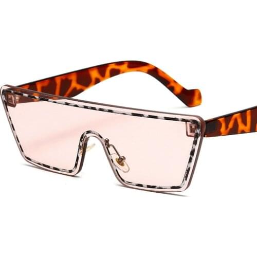 Fashion Rimless One Piece Cat Eye Sunglasses Women Men Vintage Colorful Gradient Eyewear Trending Men Leopard Sun Glasses UV400