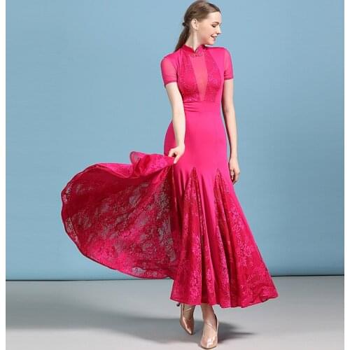 Cheap Ballroom Dresses Latin Tango Costume Flamenco Dress Waltz Sexy Lace Dance Costume Foxtrot Dance Dress Women Dance Wear