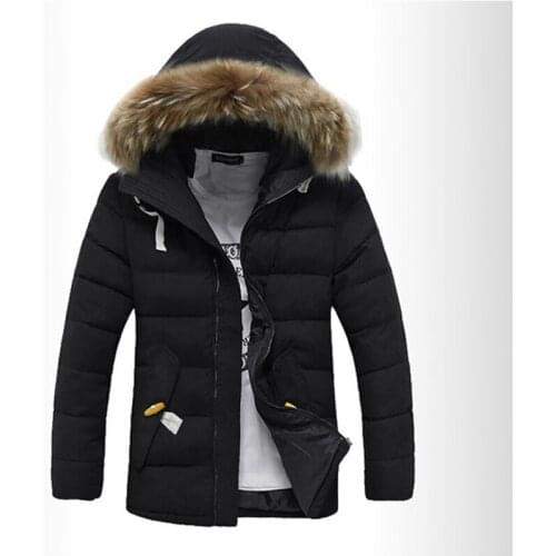 New Mens Parkas Winter Jackets Coats Overcoat Thick Mid-long Hats Fashion Casual Hombre Solid Warm Windproof Fur Collar