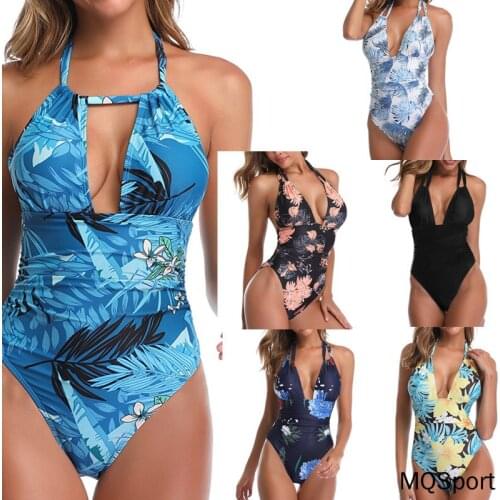 New Sexy One-piece Deep V-neck Neckline Sexy Backless Bikini Bathing Suit Women Plus Size Swimwear One Piece Swimsuit