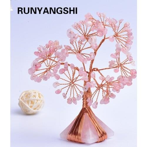 1pc Natural Rose Quartz Crystal Pyramid pink stone Specimen Lucky tree Healing Christmas decorator 13-15cm