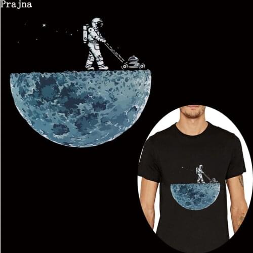 Prajna Cleaning Moon Stickers Patches Heat Transfer Vinyl Iron On Transfers For T-shirt Summer Style Washable Stickers Accessory