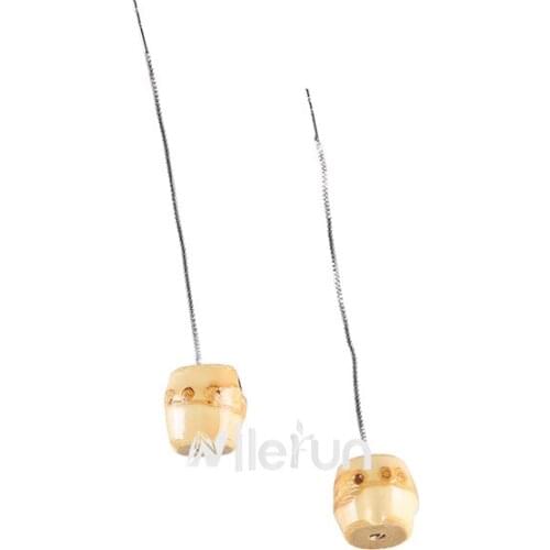 Simple fashion long chain real bamboo root bead pendant earrings