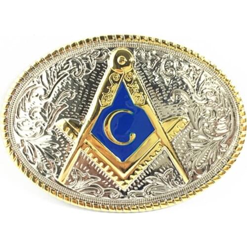 White gold between western double color zinc alloy buckle mason pattern 4.0 belt buckle for restoring ancient ways