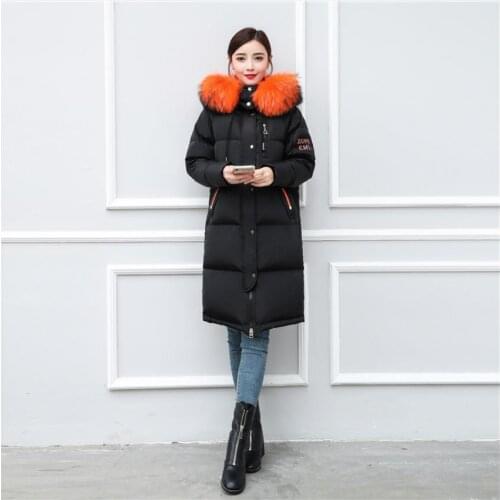 -30℃ Warm Пуховик Real Raccoon Fur Coat Fluffy 95% Down Coats Female Winter Big Real Rur Collar Thicker Warm Down Coat F1814