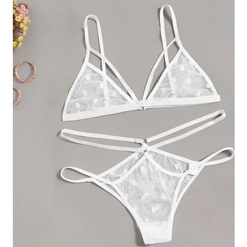 Sensual Lingerie Woman Sexy Underwear See Through Lace Porn Erotic Costumes Wireless Bra Hollow Out Thong Women Lingerie Set