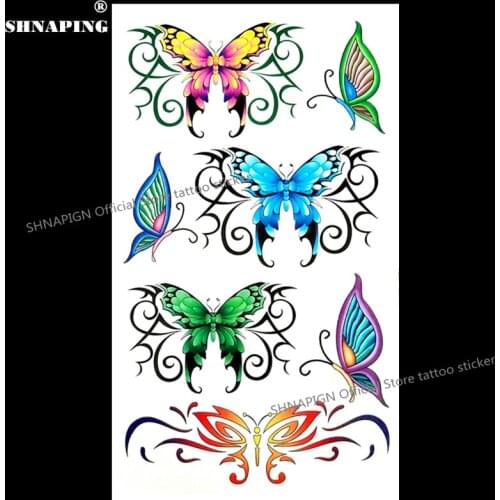 SHNAPIGN Cute butterfly Child Temporary Body Art Flash Tattoo Sticker 10*17cm Waterproof Henna Fake Car Styling Wall Sticker