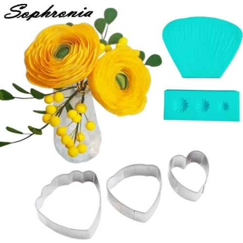 Buttercup flower Petal Veiner &Cutter Silicone Mold Fondant Mould Cake Decorating Tools Chocolate Gumpaste,Sugarcraft Mold CS215