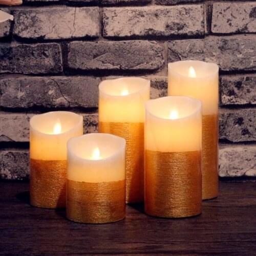 Gold/Silver Body LED Candles Lights Simulation Flame Flashing Candle Lamps for wedding Party Decoration