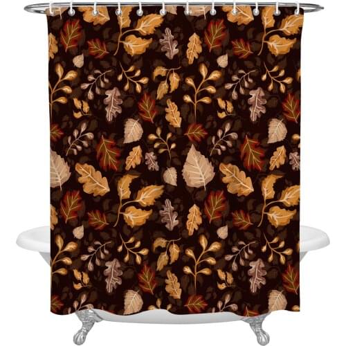 Autumn Farmhouse Retro Maple Leaf Texture Shower Curtain Waterproof Polyester Fabric Shower Curtains Home Decoration Curtain