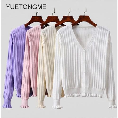 Spring Autumn Women 2020 Fashion Slim Ladies Knitted Sweater Long Sleeve Buttons Sweater SW064