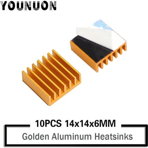 10Pcs YOUNUON 14x14x6mm Golden Aluminum Heat Sink Radiator Heatsink,Electronic Chip Cooling Radiator Cooler for IC MOSFET SCR