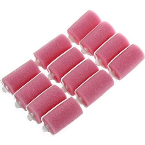 12pcs Magic Sponge Foam Cushion Hair Styling Rollers Curlers Twist Tool Salon Pink