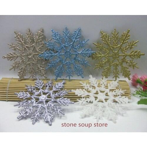 2-10pcs/lot White Glitter Powder Snowflakes Christmas Pendant Wedding Hanging Ornament Craft Decoration Diy Accessories 7.5-18cm